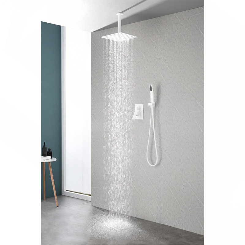 High-Pressure Water-Saving Rainfall Shower Head, White