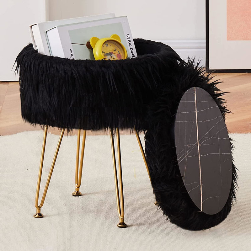 Velvet Ottoman, Black