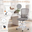 Chaise de bureau à domicile avec accoudoirs relevables et repose-pieds réglables, idéale pour étudier (gris).-456156421