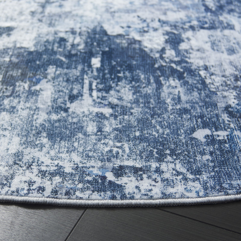 Tapis ivoire / bleu Santa Monica 872, Rond 6 pi