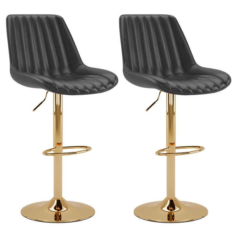 Fausley Upholstered Adjustable Height Counter Stool, Black