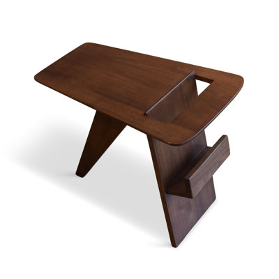 Harper Solid Walnut Side Table with Magazine Rack