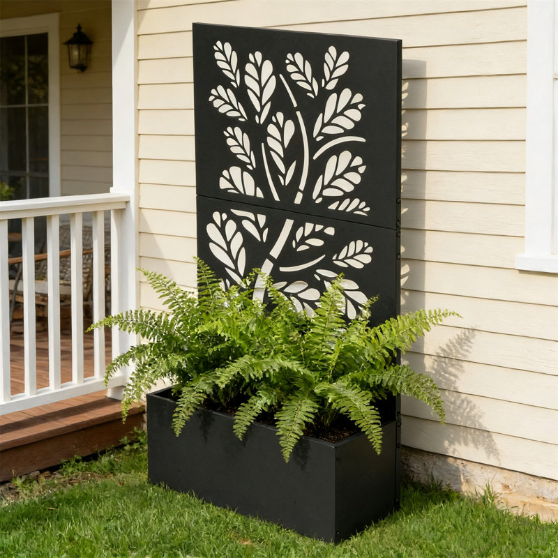 Lit de jardin surélevé en métal avec motif d'arbre à 2 couches, grand pot à fleurs de 70 po pour grimper les légumes et les plantes - Pot de fleurs surélevé pour l'extérieur avec trous de drainage