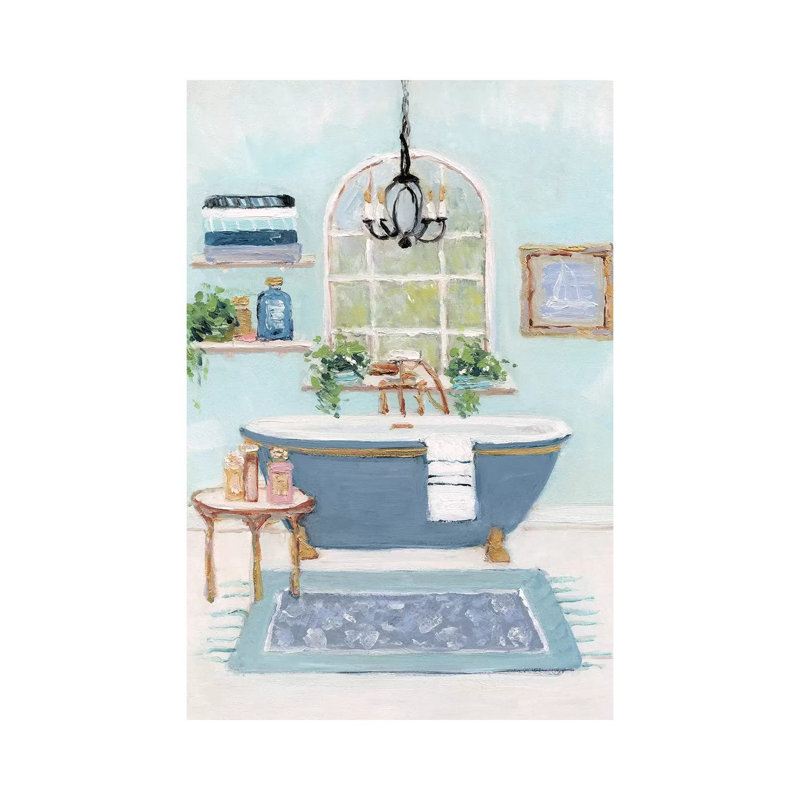 Blue Bath I by Sally Swatland - Wrapped Canvas Painting, 20.32 cm H x 30.48 cm W