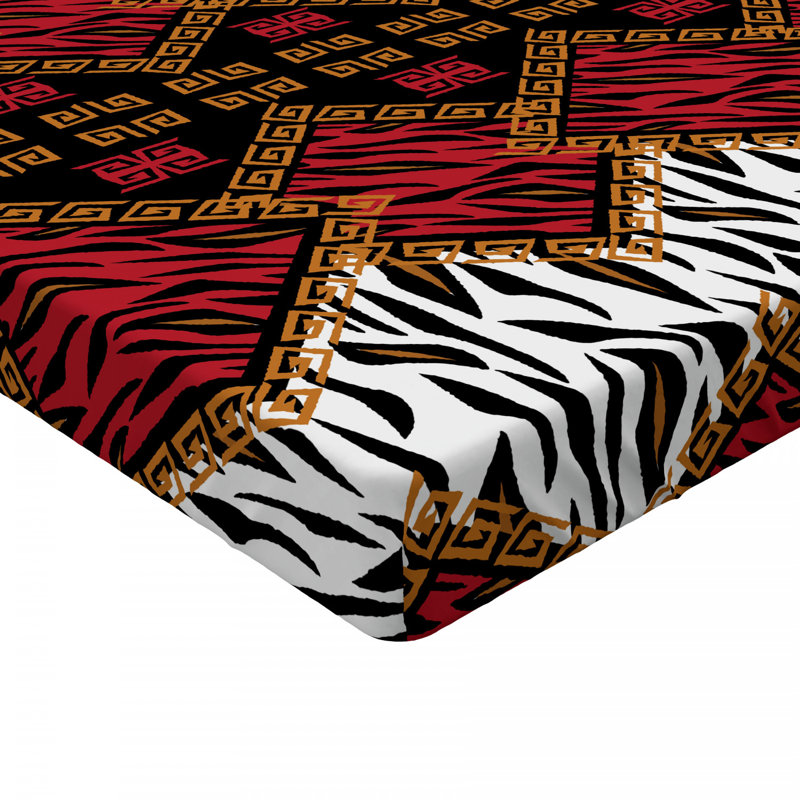 Microfiber Floral Fitted Sheet, Full Fitted Sheet, Red/Orange Animal Print