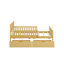 Lit plateforme en bois avec deux tiroirs de rangement et garde-corps, support en lattes de bois-1083066632