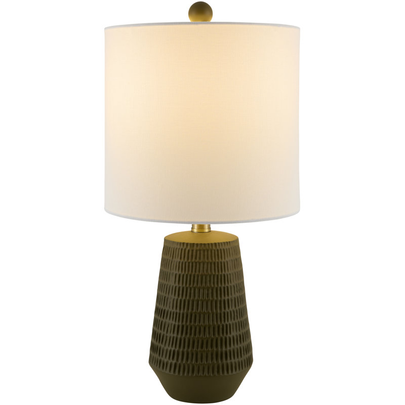 Ashyra Resin Table Lamp, Dark Green, White