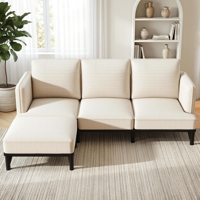 3 Seater Linen Blend Sofa, Beige