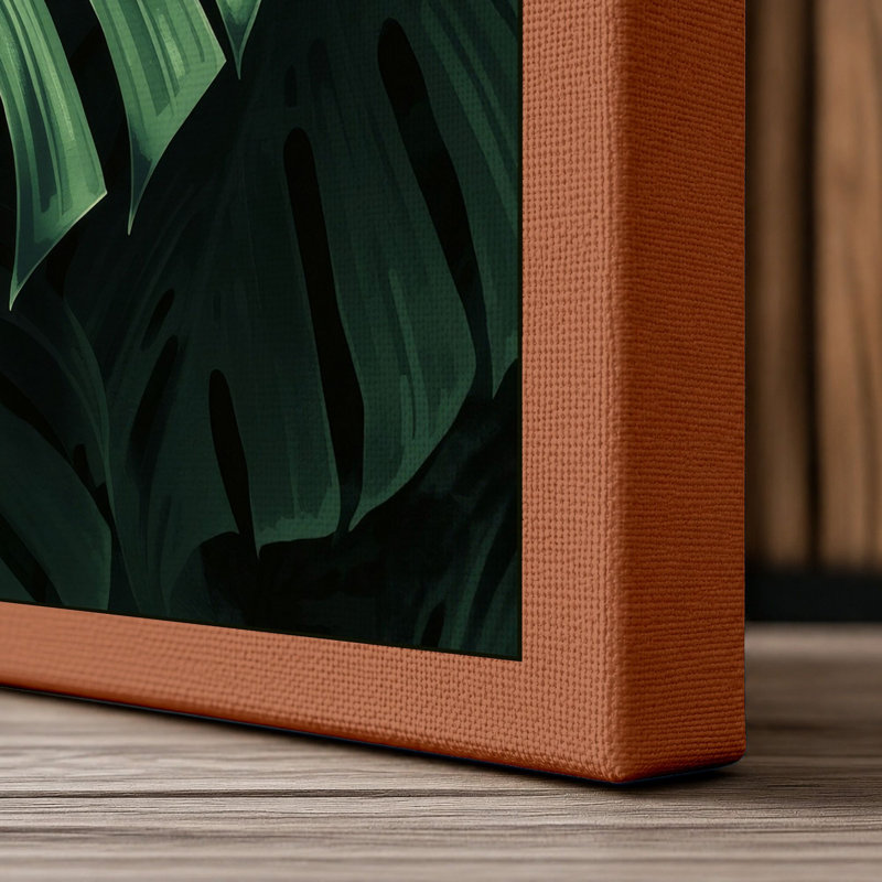Monstera Leaf Study Botanical - Wrapped Canvas, 24x16 - 61.0 x 40.6 cm, Terracotta Border