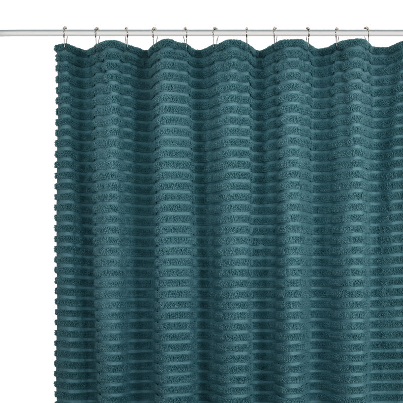 Teal Polyester Standard Stripe Shower Curtain