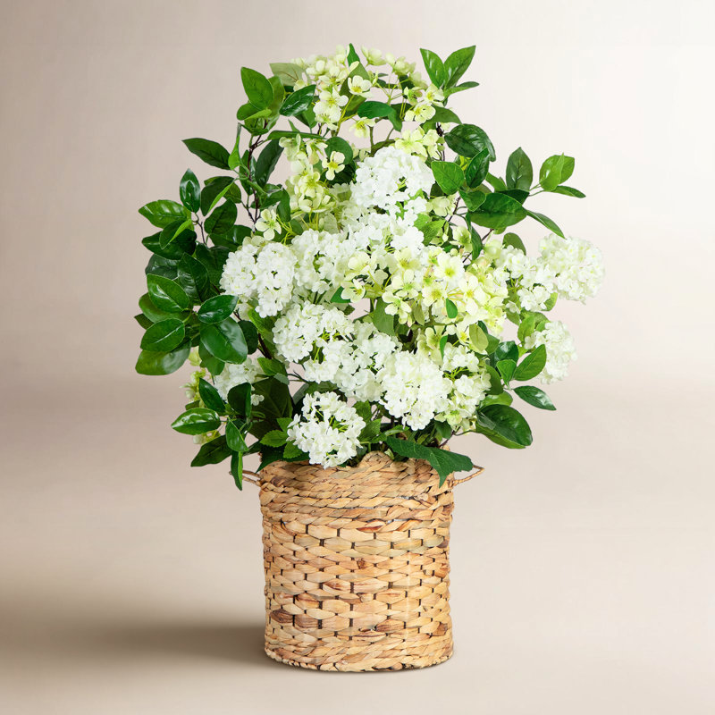 31in. Artificial Mixed Flower Arrangement in Hyacinth Weave Basket