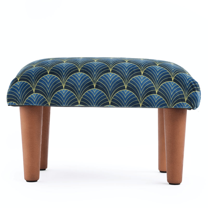 38cm Wide Velvet Rectangle Geometric Footstool Ottoman