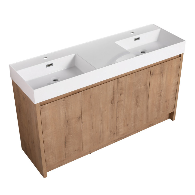 Lavabo de salle de bain en résine, lavabo rectangulaire de conception contemporaine