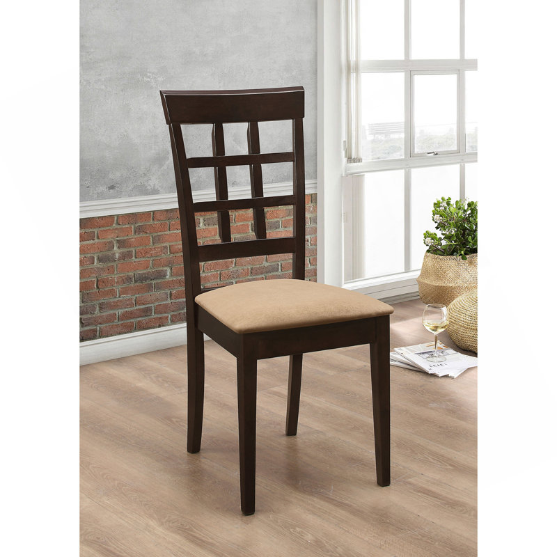 Chaise de salle à manger Cappuccino et beige à dossier en treillis (ensemble de 2)