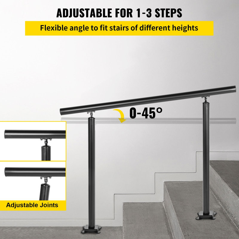Rampe d'escalier réglable 3 pi 1 à 3 marches en aluminium 1 pièce noir capacité de 165 lb, H 7,09 po x l 40,56 po x P 6,7 po