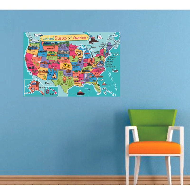 Geography Wall Decal, 18" H x 20" W