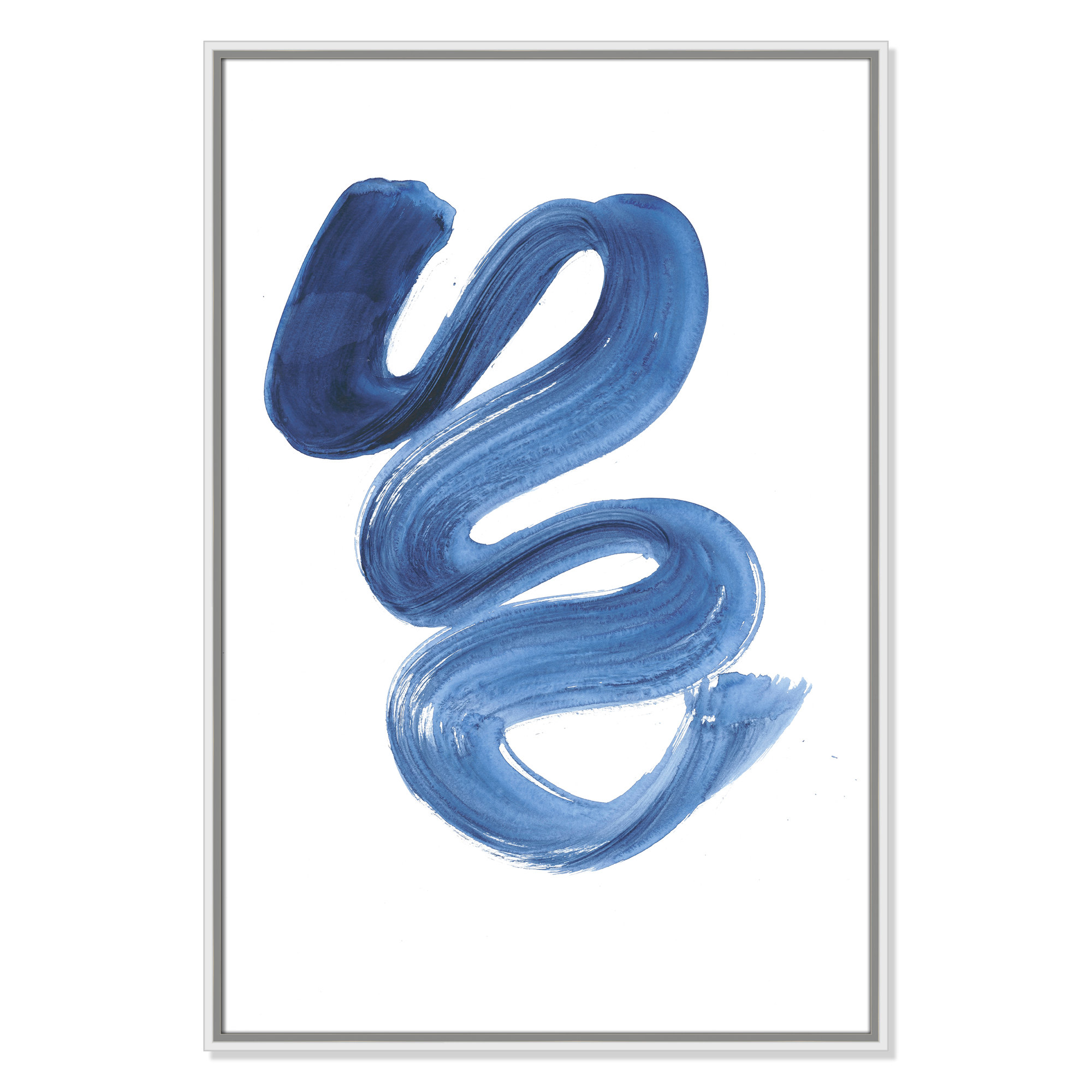 Slinky Indigo II by Filippo Ioco  - Painting Print, 37.5" H x 25.5" W x 2" D, White Framed Canvas