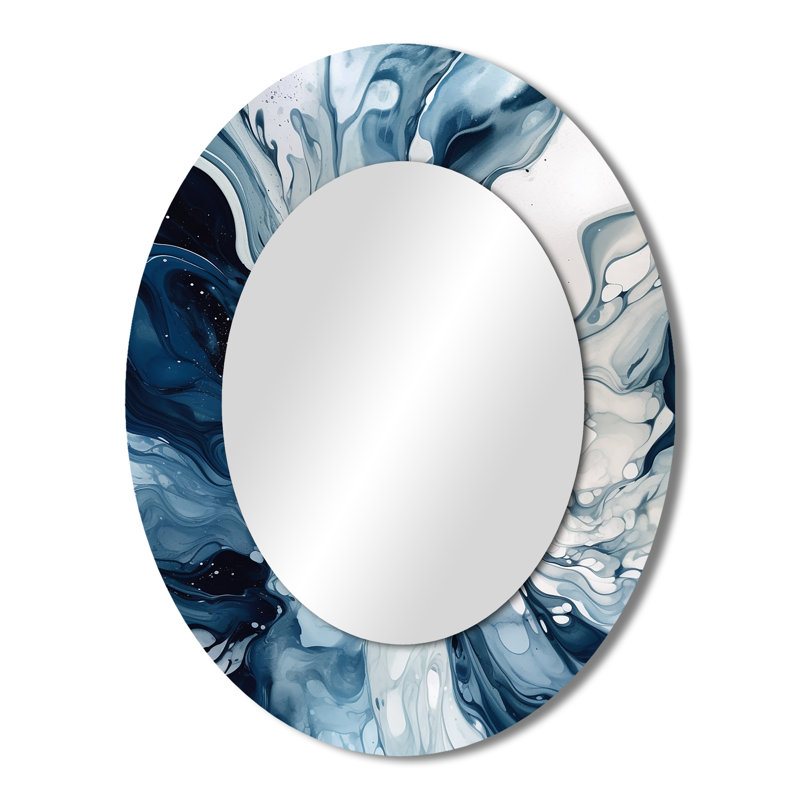 Miroir mural moderne bleu et gris Elixir I - bleu, 43 po x 33 po