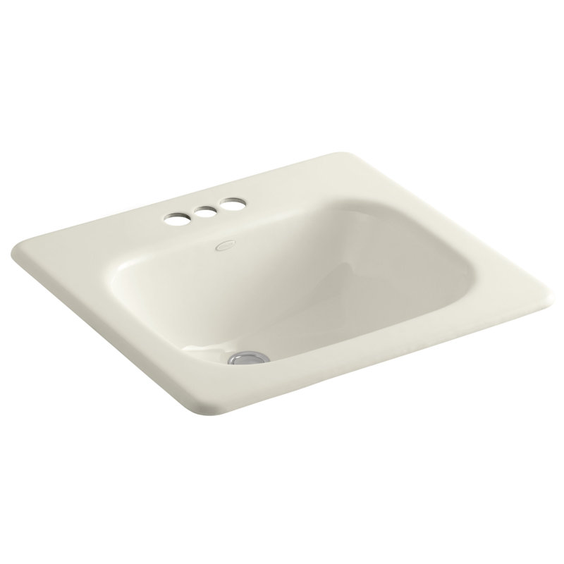 Tahoe Metal Rectangular Drop-In Bathroom Sink with Overflow, Biscuit, 4" Centers
