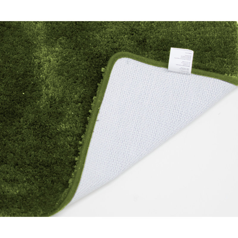 Eiliyah Microfiber Non-Slip Bath Mat, 18" W x 30" L, Olive Green