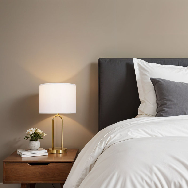  Isla Table Lamp with White Linen Shade, Gold
