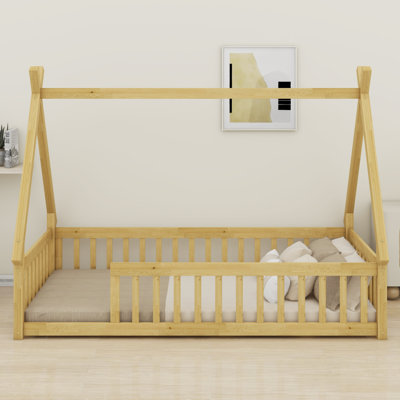 Tent-Shaped Teepee Bed With Safety Rails