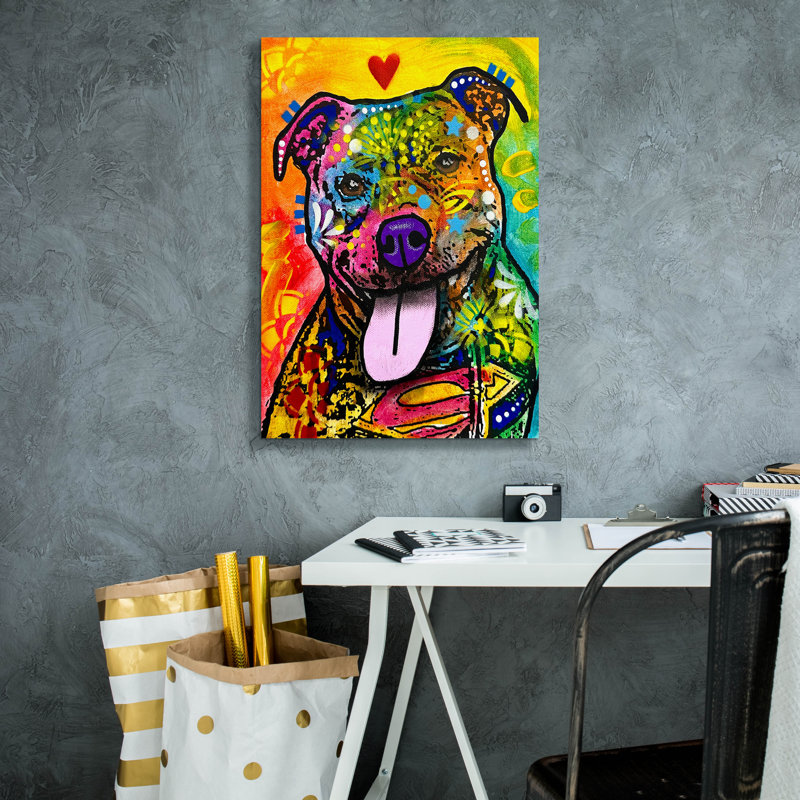 «Sourire» par Dean Russo, art mural sur toile, H 26 po x l 18 po x P 0,75 po