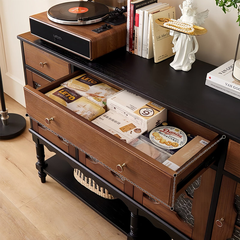 Mid ancient style solid wood sideboard cabinet