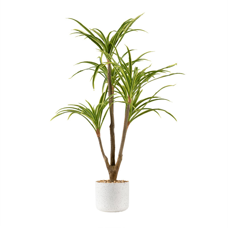 90cm Faux Real Touch Yucca in White Speckled Plastic Pot