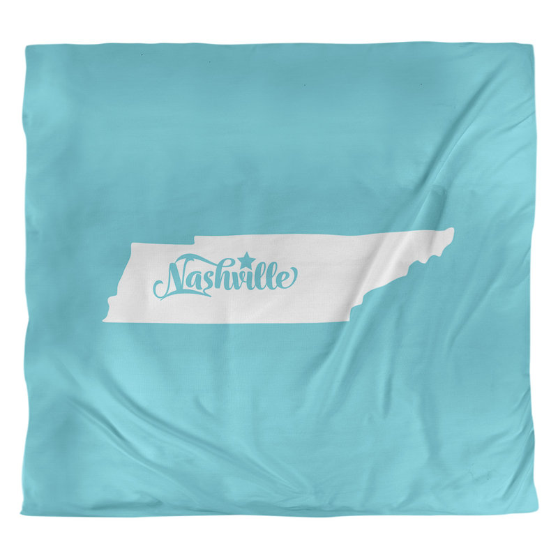 Housse de couette réversible simple Nashville Tennessee, Housse de couette pour grand lit, Bleu sarcelle, Microfibre