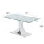 Table en verre de conception moderne avec base de soutien durable et ensemble de chaises de salle à manger gris clair, idéal pour le restaurant et la cuisine (ensemble de 7)