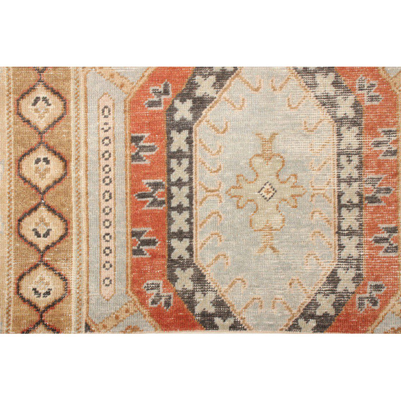 Distressed Homage Hand Knotted Wool Geometric Area Rug, Rectangle 10' x 14'