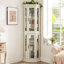Vitrine de coin lumineuse - étagère en verre avec portes en verre trempé, tablettes réglables et ampoule à perles incluse - idéale pour la décoration intérieure-553391971