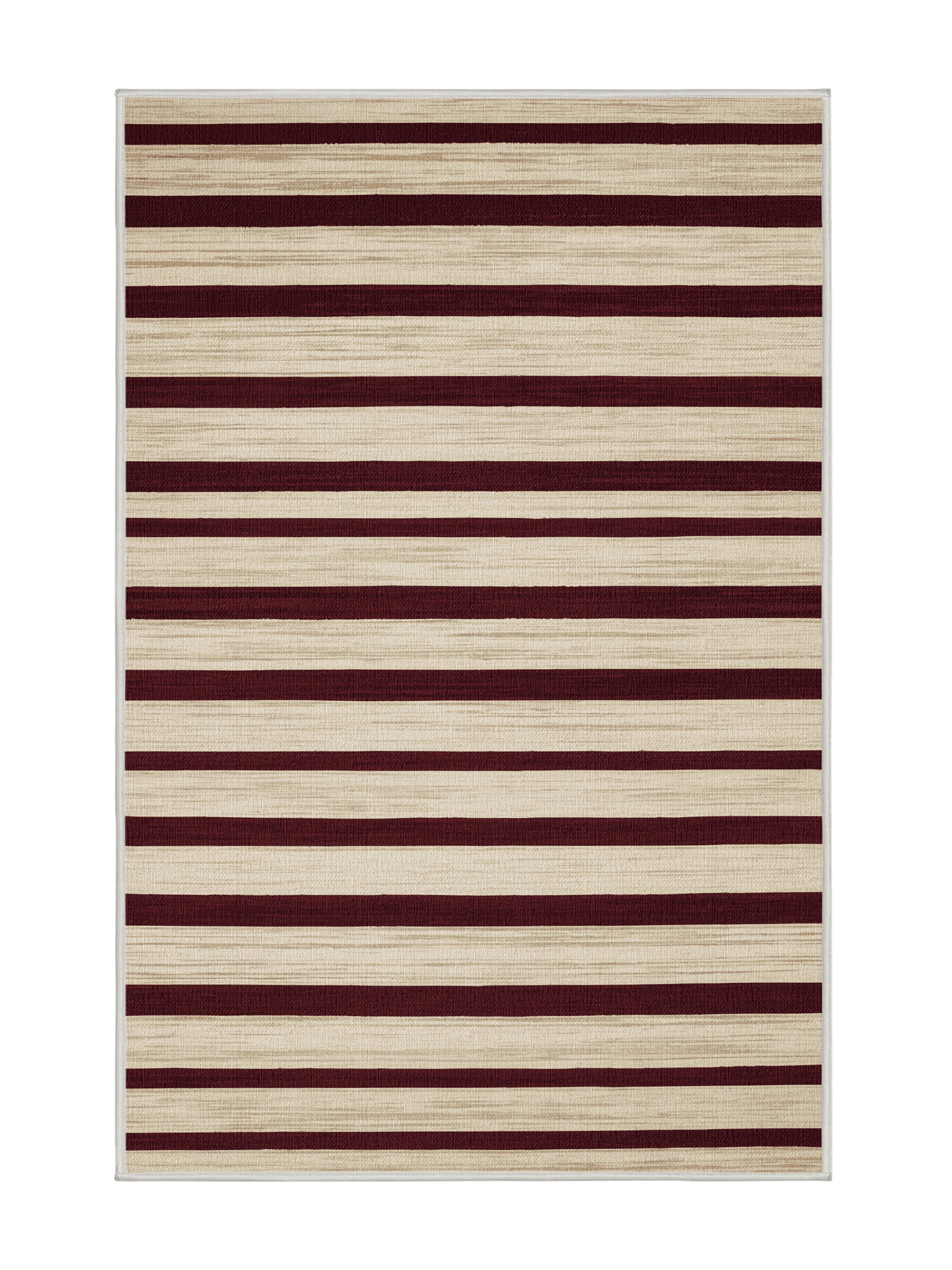 Rosecliff Heights Machine Washable Horizontal Stripes Beige Area Rug ...