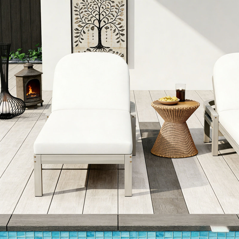 Chaise longue d'extérieur, Gray-Set of 2