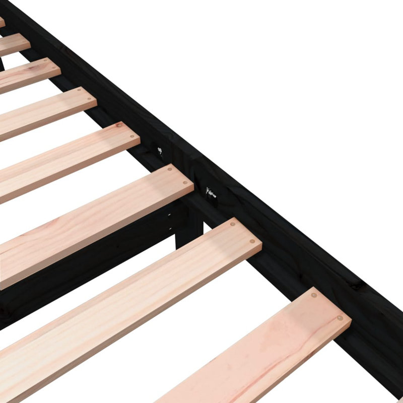 Bed Frame Solid Wood, 80.5 x 195.5 cm, Black