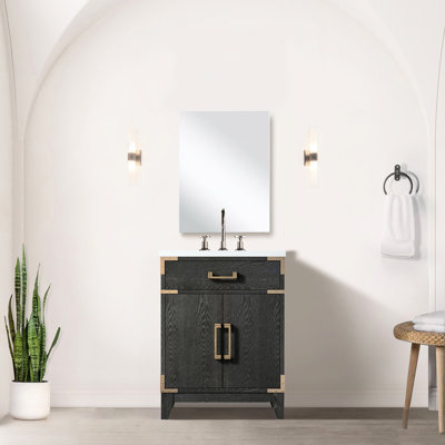 Meuble-lavabo en chêne noir 24 po De salle de bain