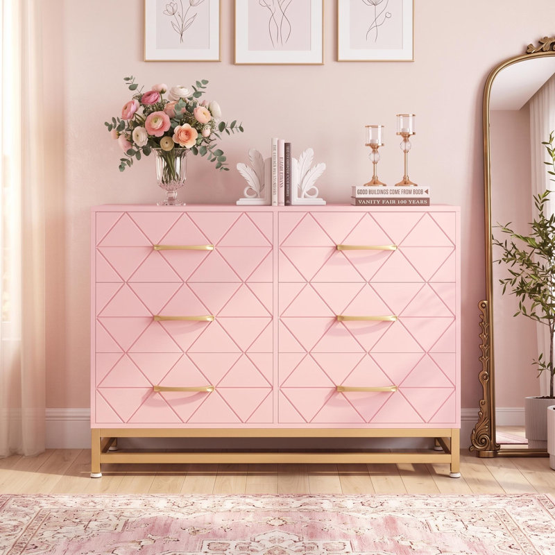 Commode 6 tiroirs pour commode de chambre à coucher et garde-robe avec glissières à fermeture en douceur, ensemble anti-basculement | Organisateur de rangement H 28,7 po?