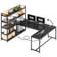 Bureau d'ordinateur 63 po réversible avec prise de courant DEL et tablettes de rangement-108993917