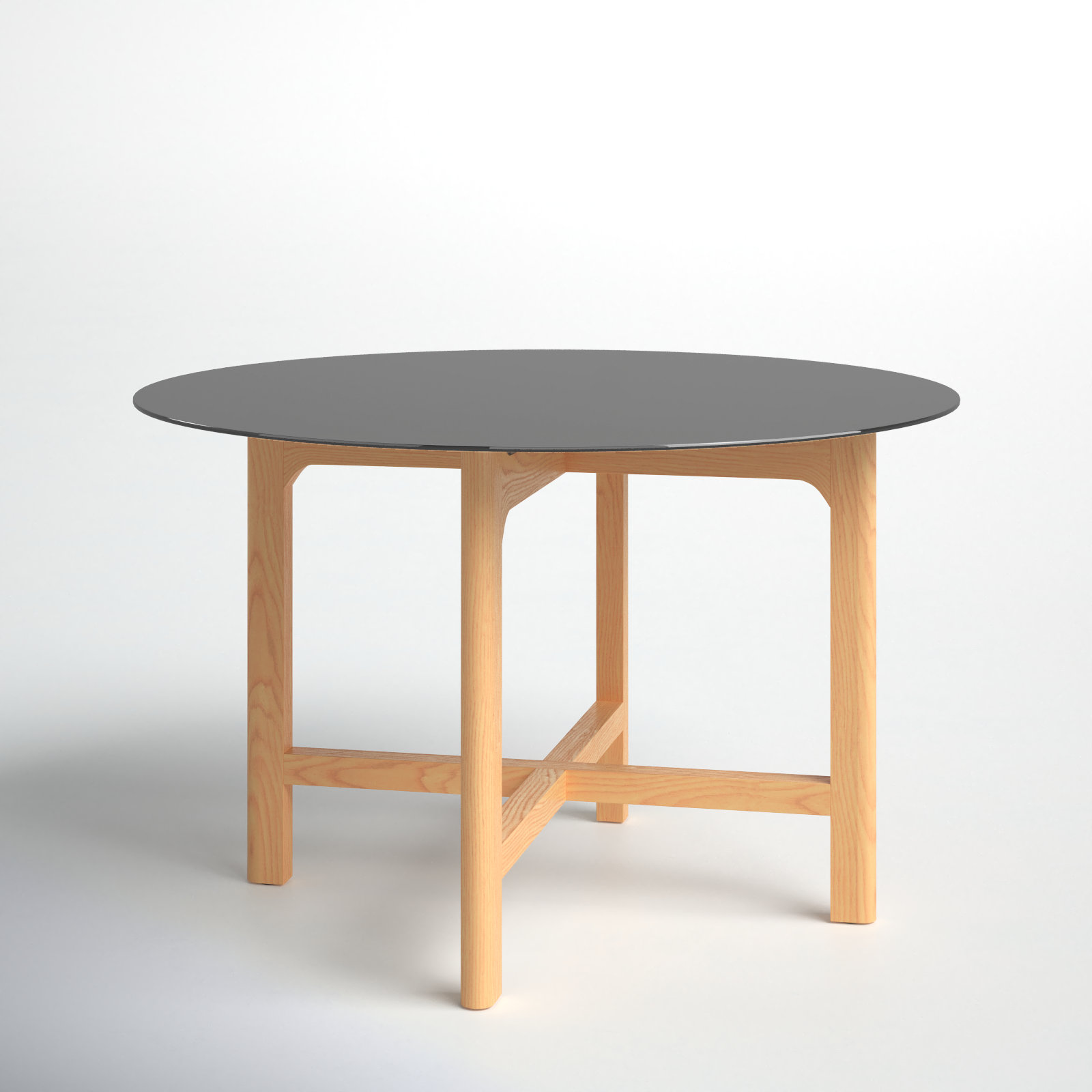 Angelou 48'' Round Dining Table, Black Top/Oak Base