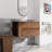 36" Bathroom Vanity Wall Mount, Soft Close 2/3 Extended Drawer, 45 Invisible Handle, Modern Brown Oak Plywood Cabinet 36", Mounted, Bevelled-1994621026-1994621029
