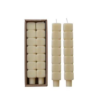 2-Piece Stacked Blocks Shaped Unscented Taper Candles