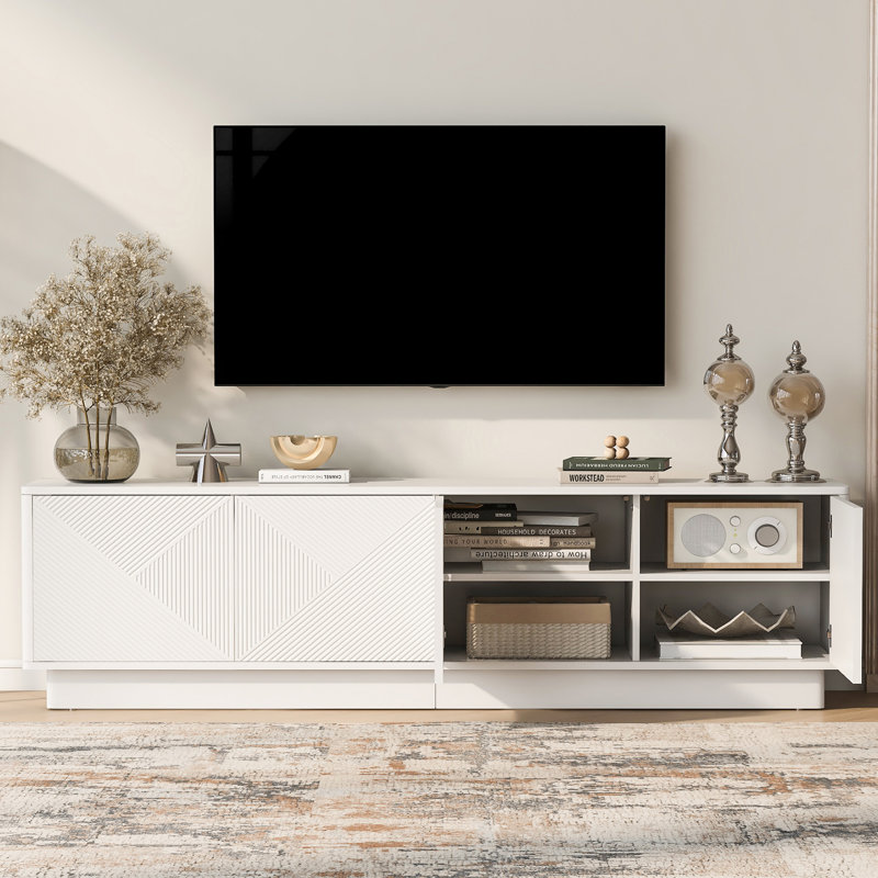 Meuble télé élégant avec lumières DEL, Blanc