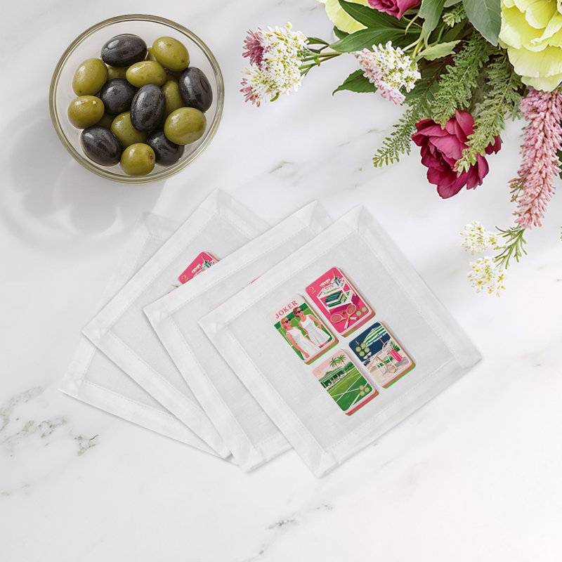 Serviettes de table en satin de coton Mahjong Court Side