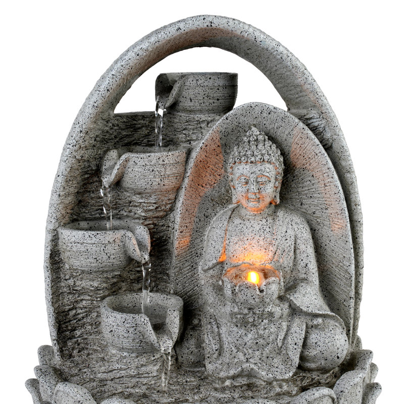 Weather Resistant Sculptural Fountain with Light