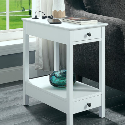 White Storage Decorative Table with USB