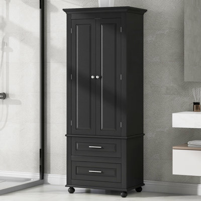 Tall Storage Cabinet With Two Drawers For Bathroom/Office