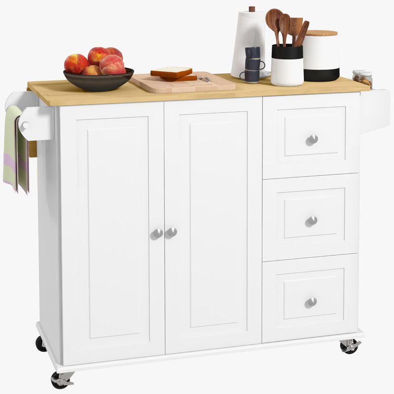 115 cm W Kitchen Island with Solid Wood Top