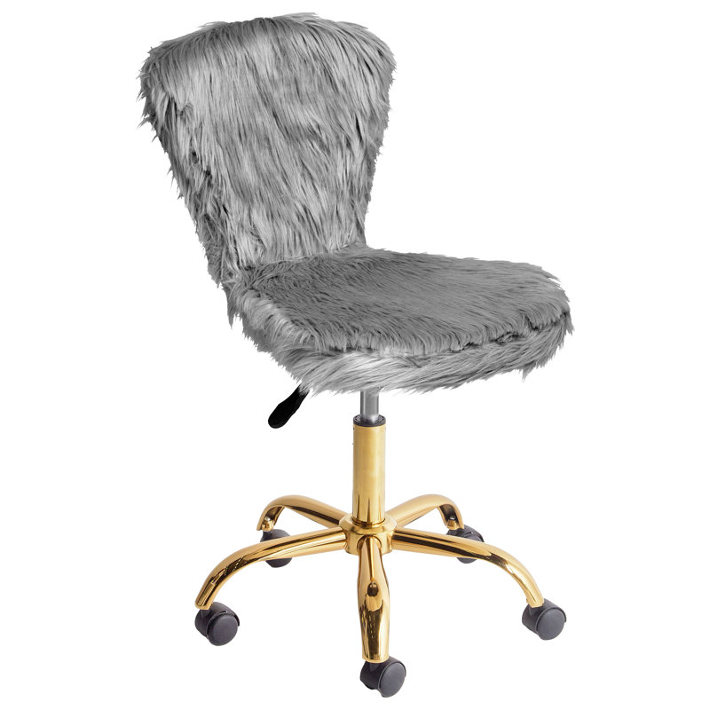 Desk Chair MARGATE Faux Fur, Grey
