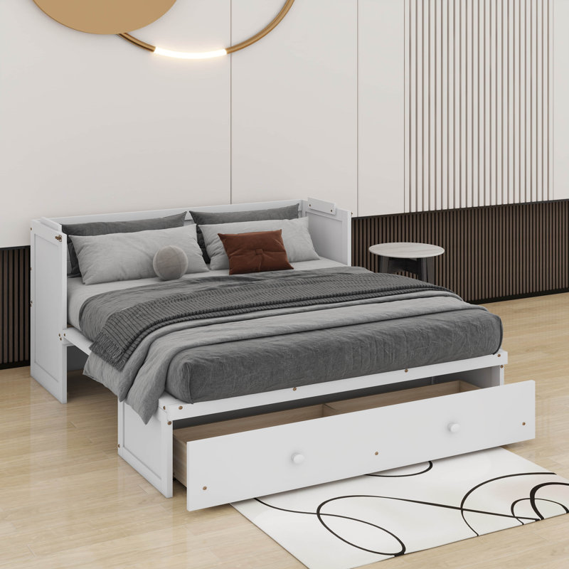 Grand lit escamotable avec port USB et tiroir